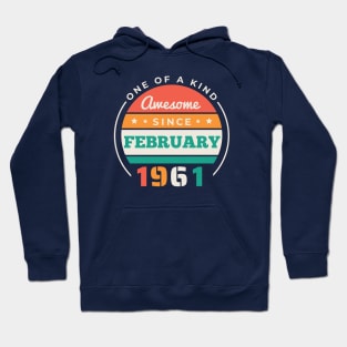 Retro Awesome Since February 1961 Birthday Vintage Bday 1961 Hoodie
